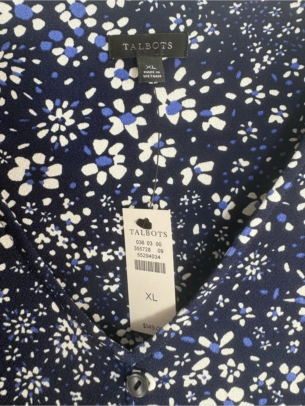 TALBOTS Long-Sleeve Floral Dress in Blue / Lavender / White Size XL — NWT